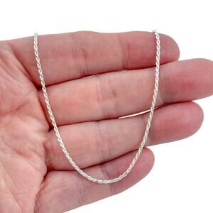 Vintage Italian Sterling Silver 925 Rope Link Chain Necklace 24"